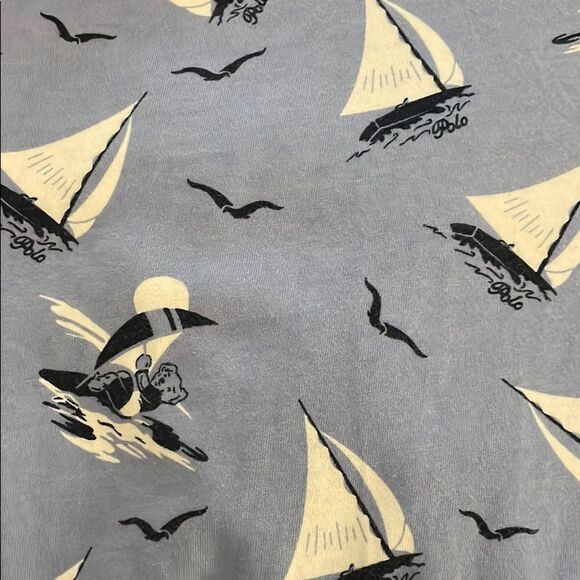 Polo Ralph Lauren Blue Sailboat Polo Bear Hoodie Shirt Mens Size Extra Large - Picture 11 of 12